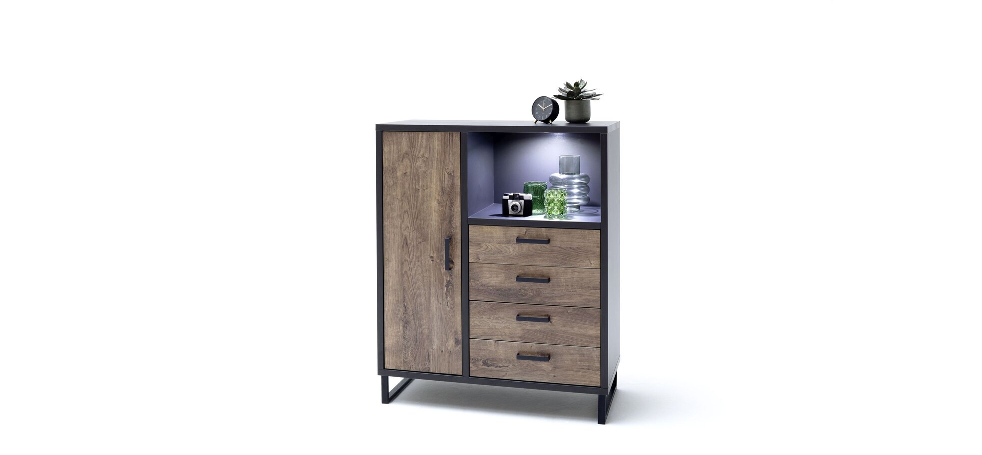 Sideboard MARIANKA in Eiche Barrique Melamin Nachbildung mit 3 Schubkästen – Bild 4