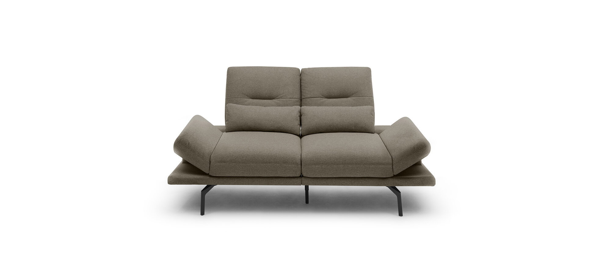 Sofa Pamelia - 2-Sitzer inkl. Rückenlehne/Armlehne verstellbar in Stoff Hellbraun