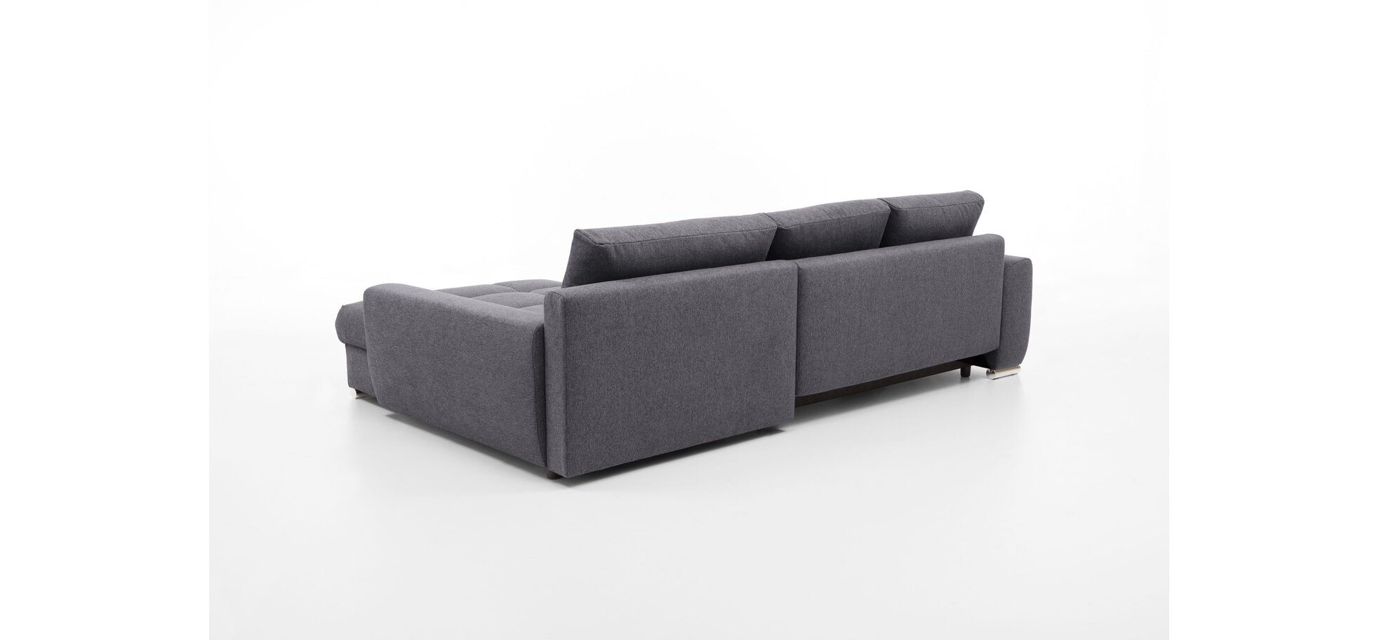 Polsterecke NANJA - 2-Sitzer mit Ecke rechts inkl. Schlaffunktion und Bettkasten in Webstoff Grau – Bild 2