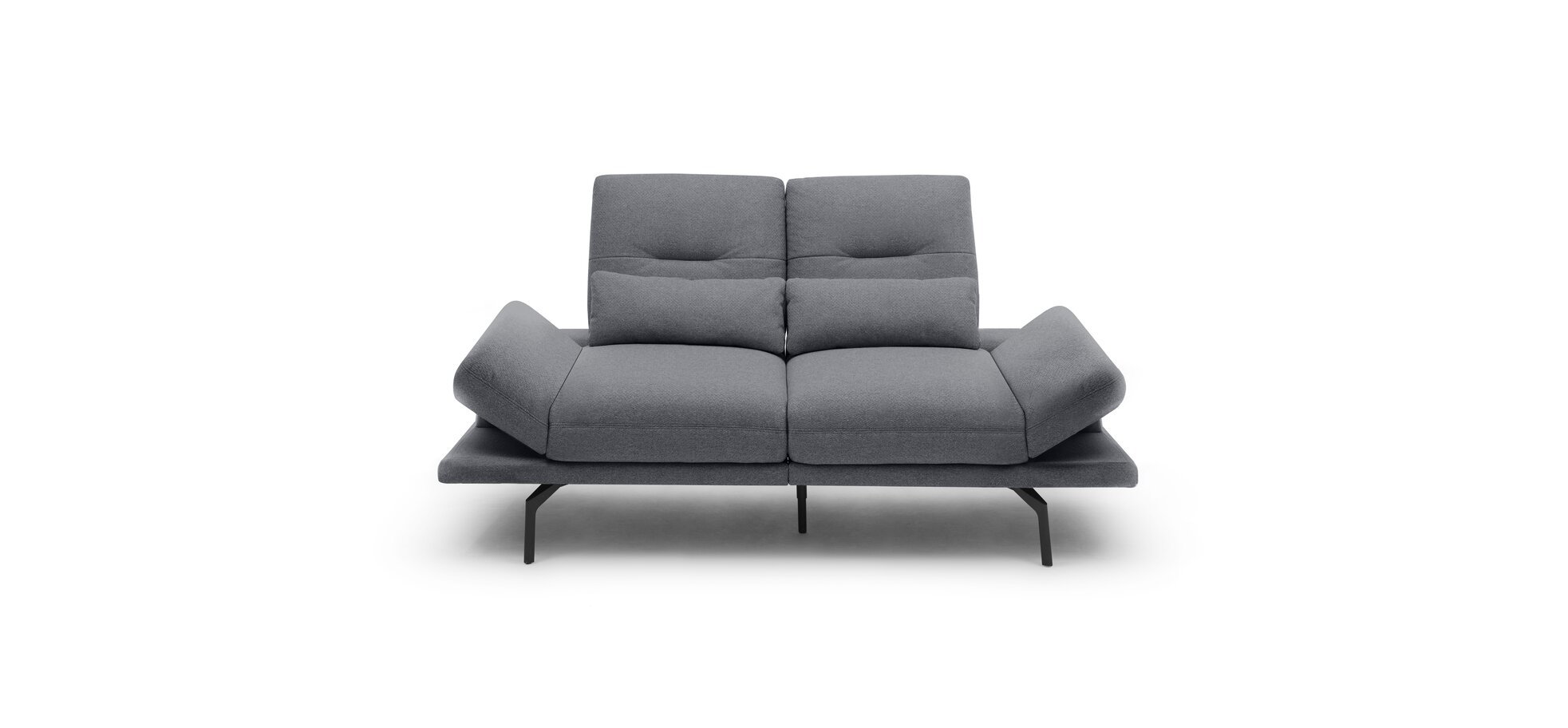 Sofa Pamelia - 2-Sitzer inkl. Rückenlehne/Armlehne verstellbar in Stoff Graublau