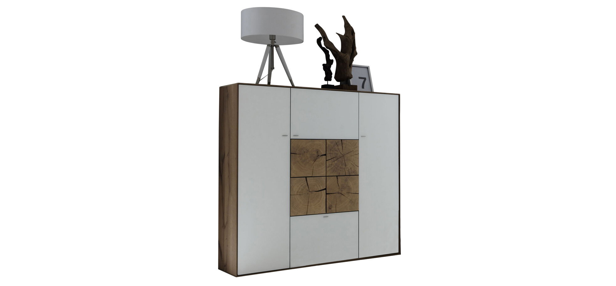modernes, massives Highboard in Kerneiche