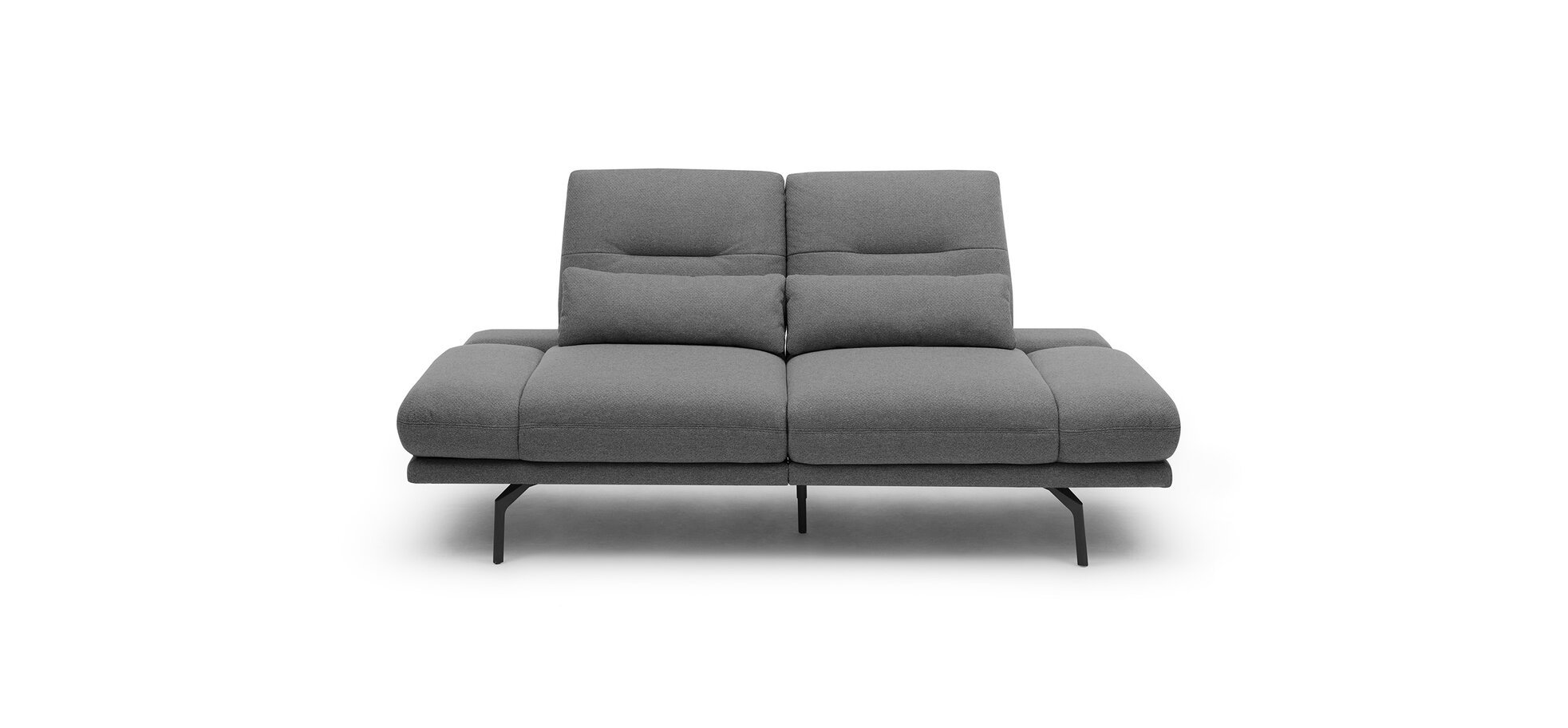 Sofa Pamelia - 3-Sitzer inkl. Rückenlehne/Armlehne/Rücken verstellbar, Drehsitz, 2 Kopfstützen in Stoff Dunklegrau