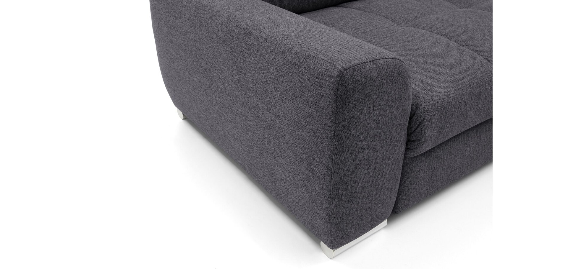Polsterecke NANJA - 2-Sitzer mit Ecke rechts inkl. Schlaffunktion und Bettkasten in Webstoff Grau – Bild 5