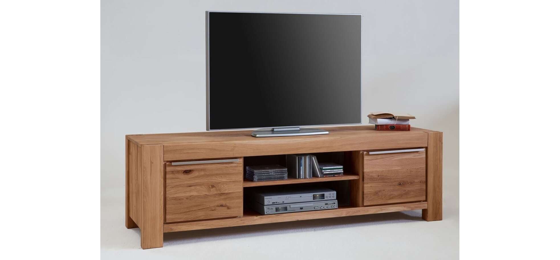 TV-Lowboard ENRICO in Wildeiche massiv mit 2 Holztüren