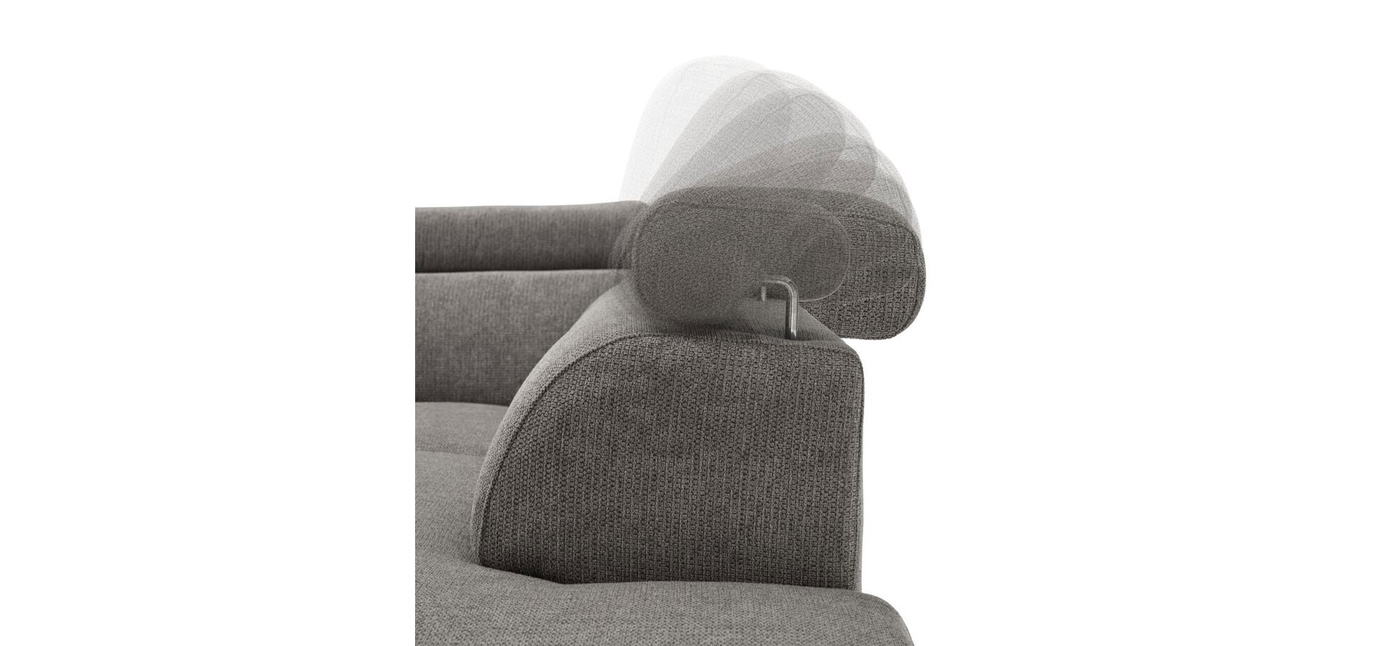 Ecksofa Cito - Sitzvorzug (motorisch), Steingrau, Flachgewebe – Bild 2