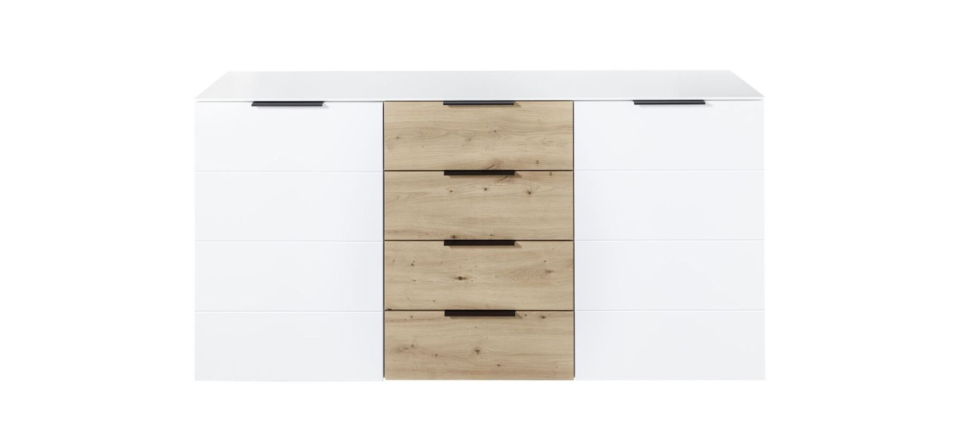 Sideboard - Weiß, Eiche Dekor