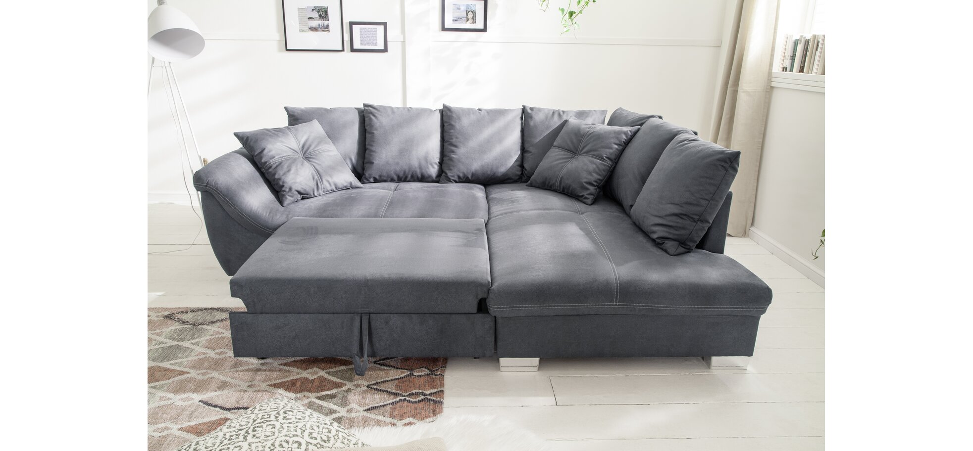 Polsterecke NEELE - Schlaffunktion, 2-Sitzer, Ecke rechts in Microfaser Anthrazit – Bild 3