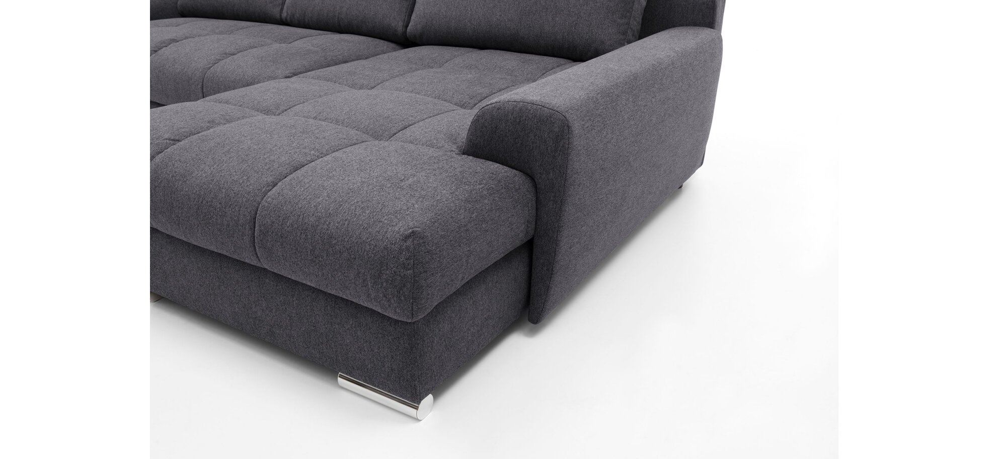 Polsterecke NANJA - 2-Sitzer mit Ecke rechts inkl. Schlaffunktion und Bettkasten in Webstoff Grau – Bild 7