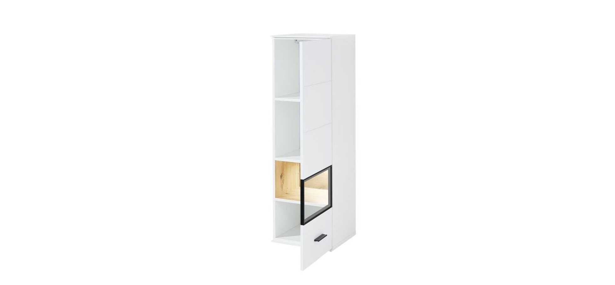 Hängevitrine - mit Beleuchtung, Weiß, Eiche Dekor – Bild 6