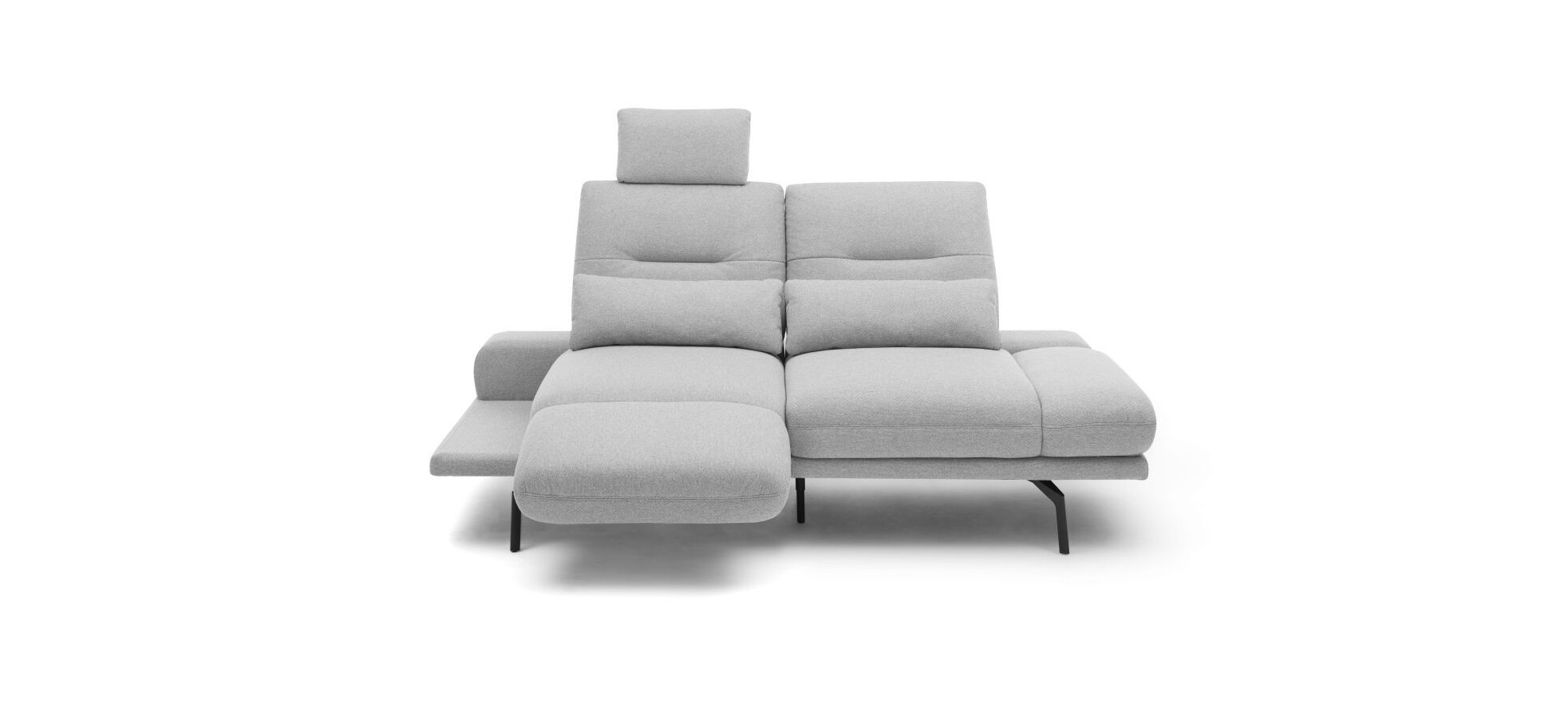 Sofa Pamelia - 3-Sitzer inkl. Rückenlehne/Armlehne/Rücken verstellbar, Drehsitz, 2 Kopfstützen in Stoff Grau – Bild 5