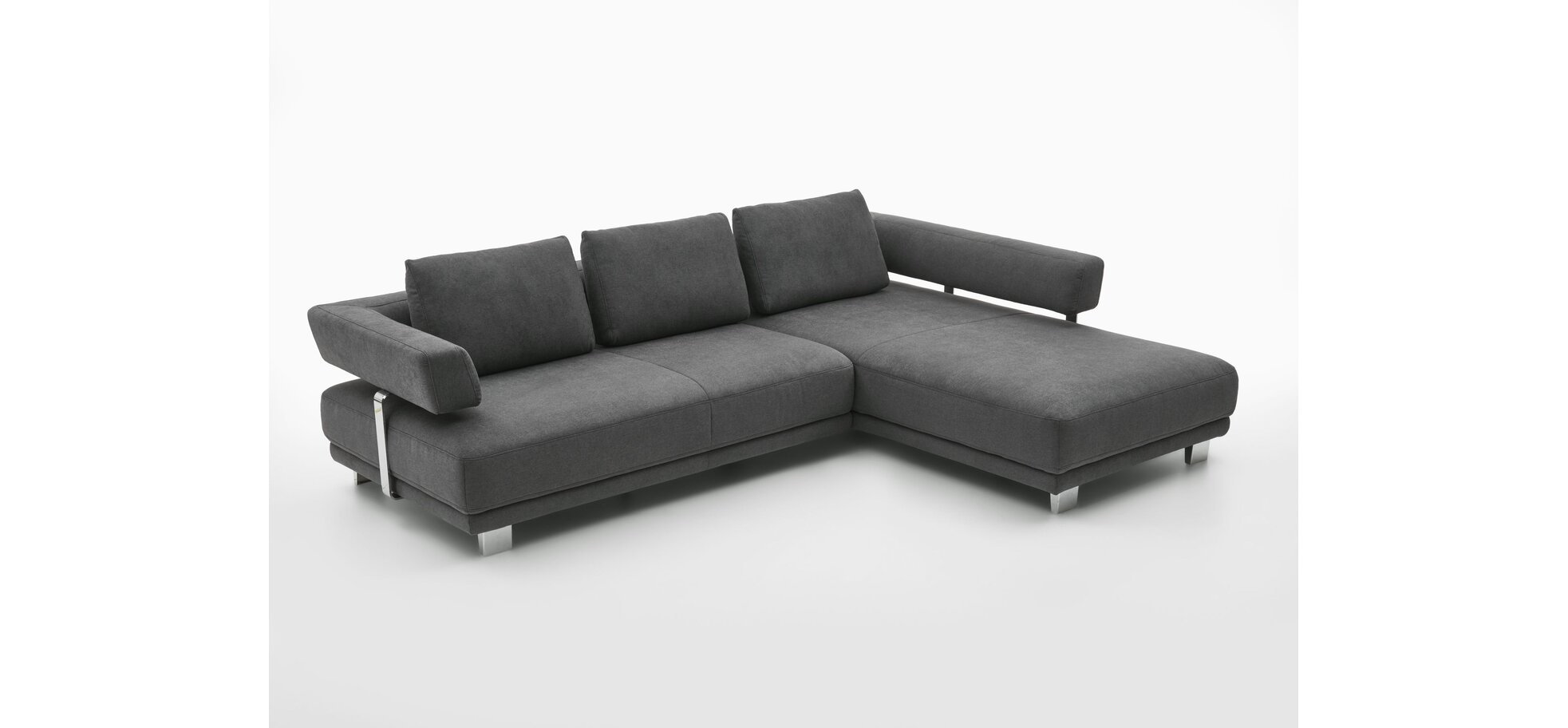 Polsterecke in grau mit Reling