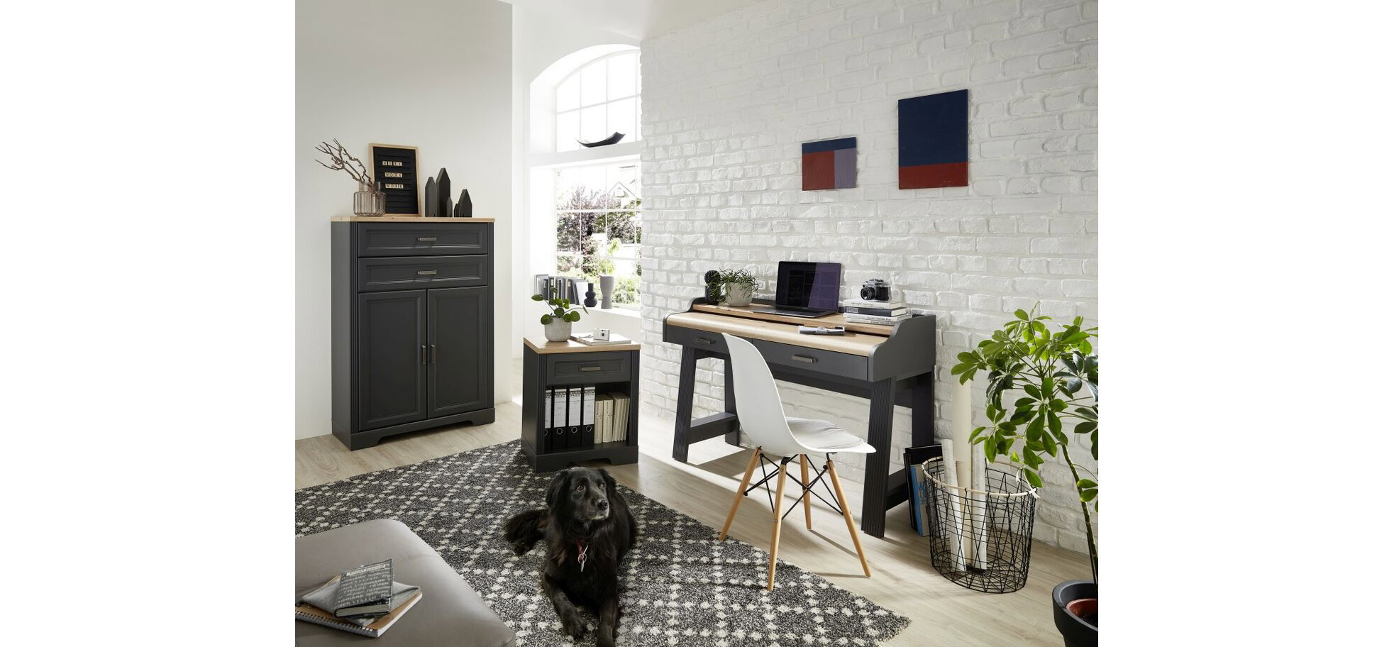 Konsol-/Homeoffice-Tisch - Graphit, Eiche Dekor – Bild 5