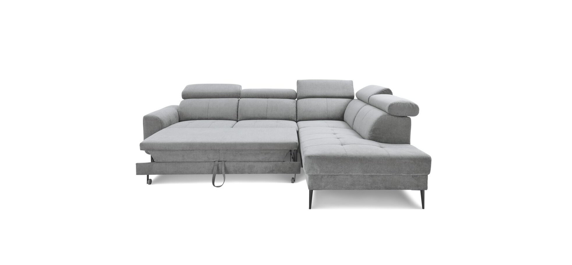 Ecksofa CHARIS - 2-Sitzer, Ecke rechts inkl. Schlaffunktion mit Bettkasten in Stoff Silbergrau – Bild 5