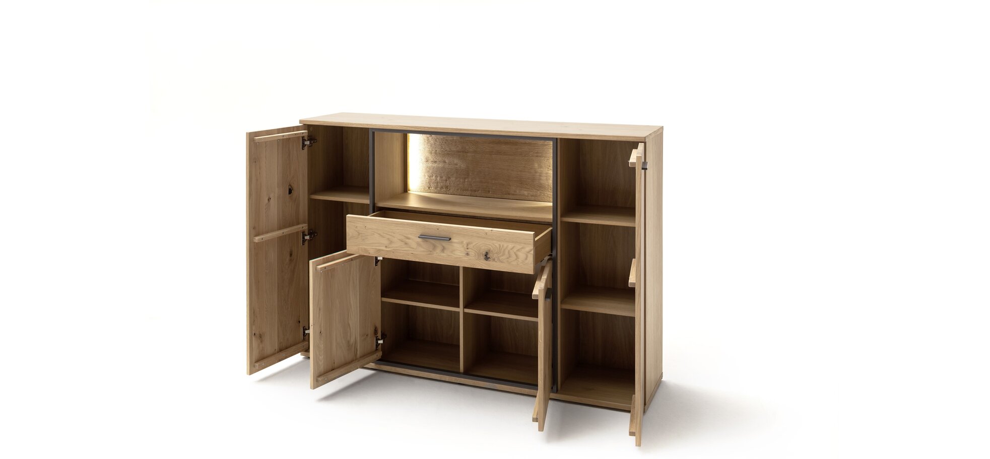 Highboard Eiche teilmassiv inkl. Beleuchtung – Bild 2