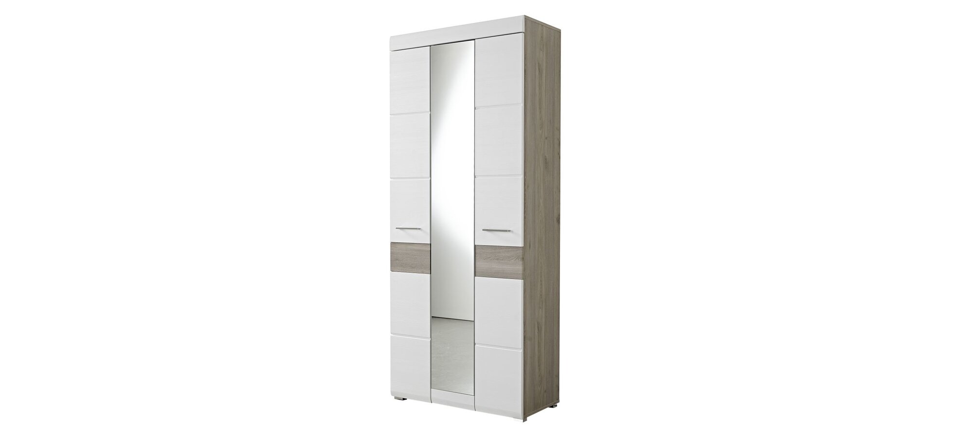 Garderobenschrank - Weiß, Eiche Dekor