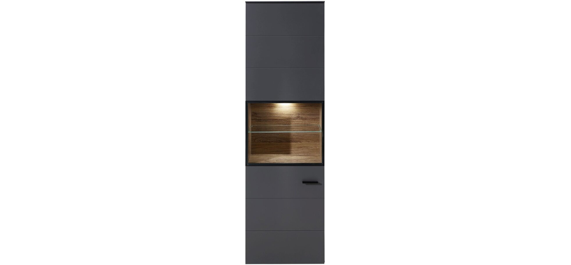 Vitrine - mit Beleuchtung, Graphit, Eiche Dekor