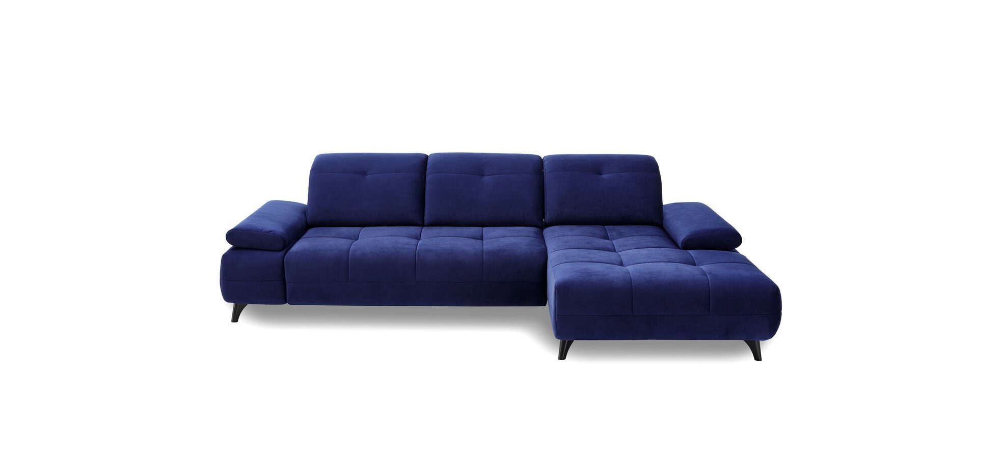 Sofa - 3-Sitzer mit Longchair rechts inkl. Schwenkrücken, Stoff, Blau