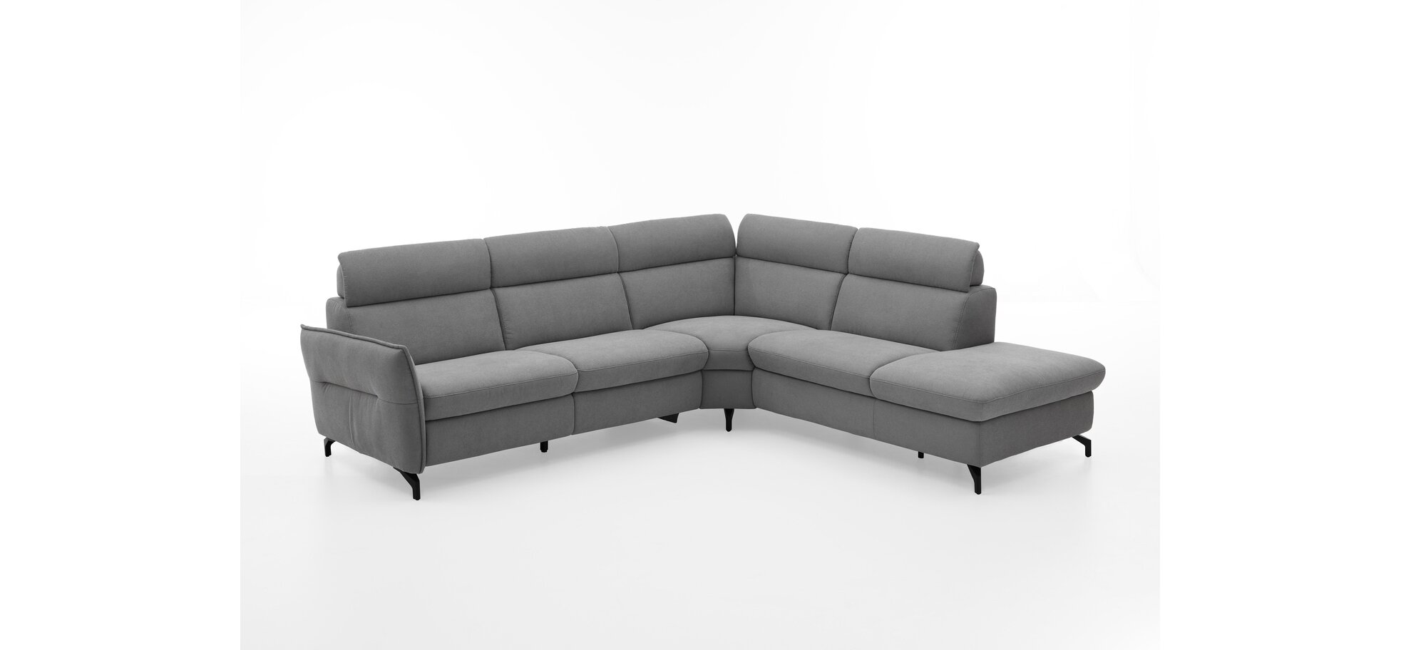 Ecksofa - 2-Sitzer mit Ecke rechts, Webstoff, Hellgrau