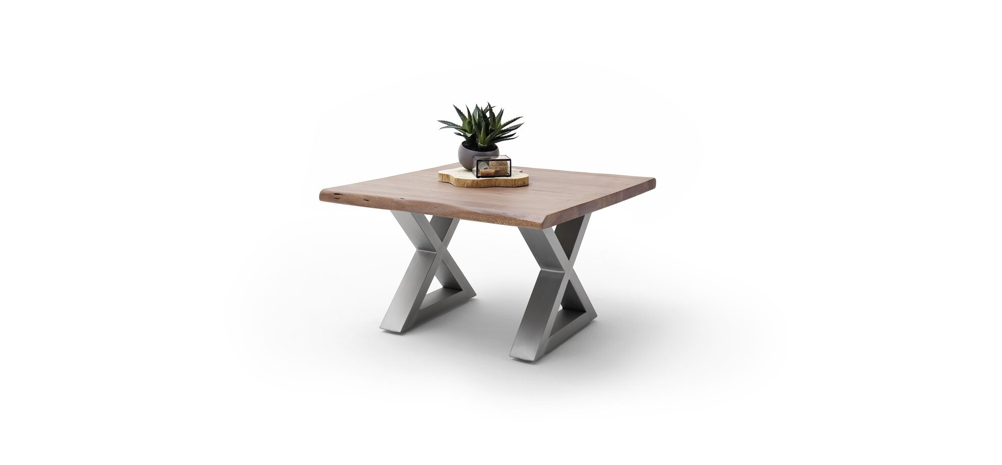 Couchtisch MAIDI braun/grau mit X-Form Gestell – Bild 3