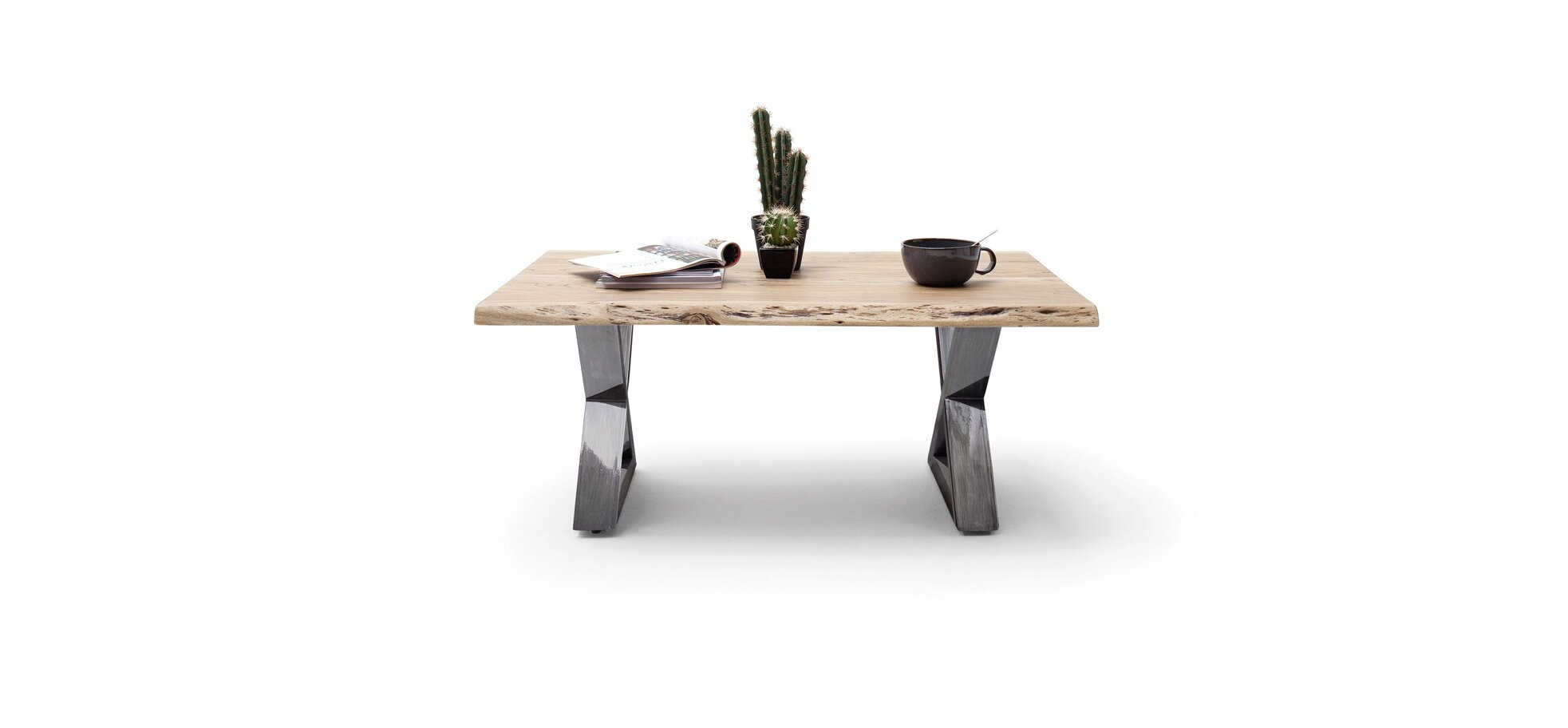 Couchtisch MAIDI braun/grau mit X-Gestell – Bild 2