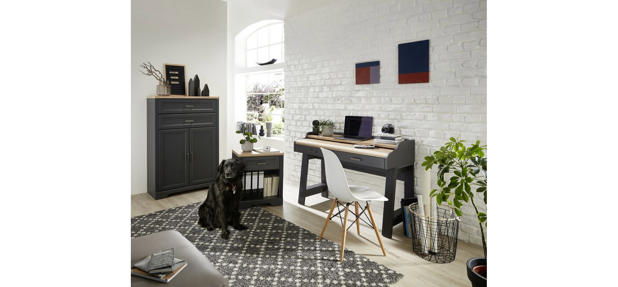 Konsol-/Homeoffice-Tisch - Graphit, Eiche Dekor – Bild 4