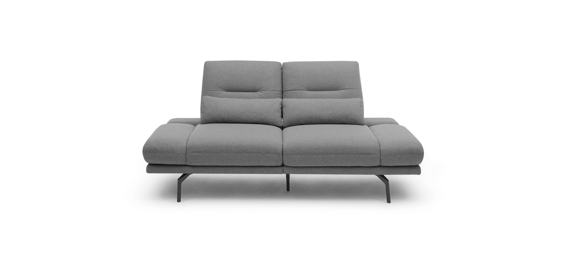 Sofa Pamelia - 3-Sitzer inkl. Rückenlehne/Armlehne/Rücken verstellbar, Drehsitz, 2 Kopfstützen in Stoff Grau
