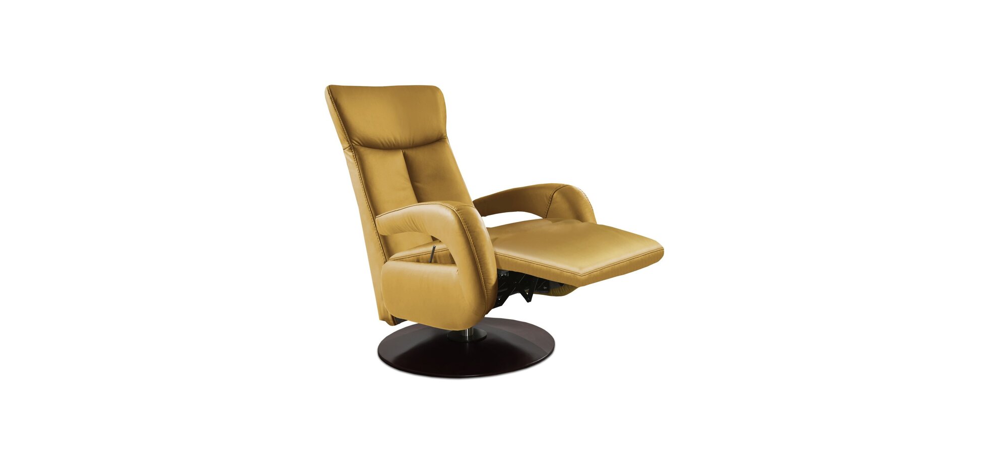 Sessel - inkl. Relaxfunktion, Leder, Senfgelb – Bild 3