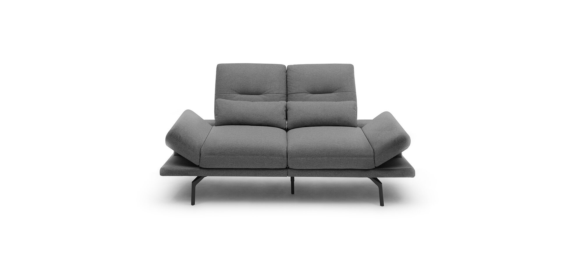 Sofa Pamelia - 2-Sitzer inkl. Rückenlehne/Armlehne verstellbar in Stoff Dunkelgrau