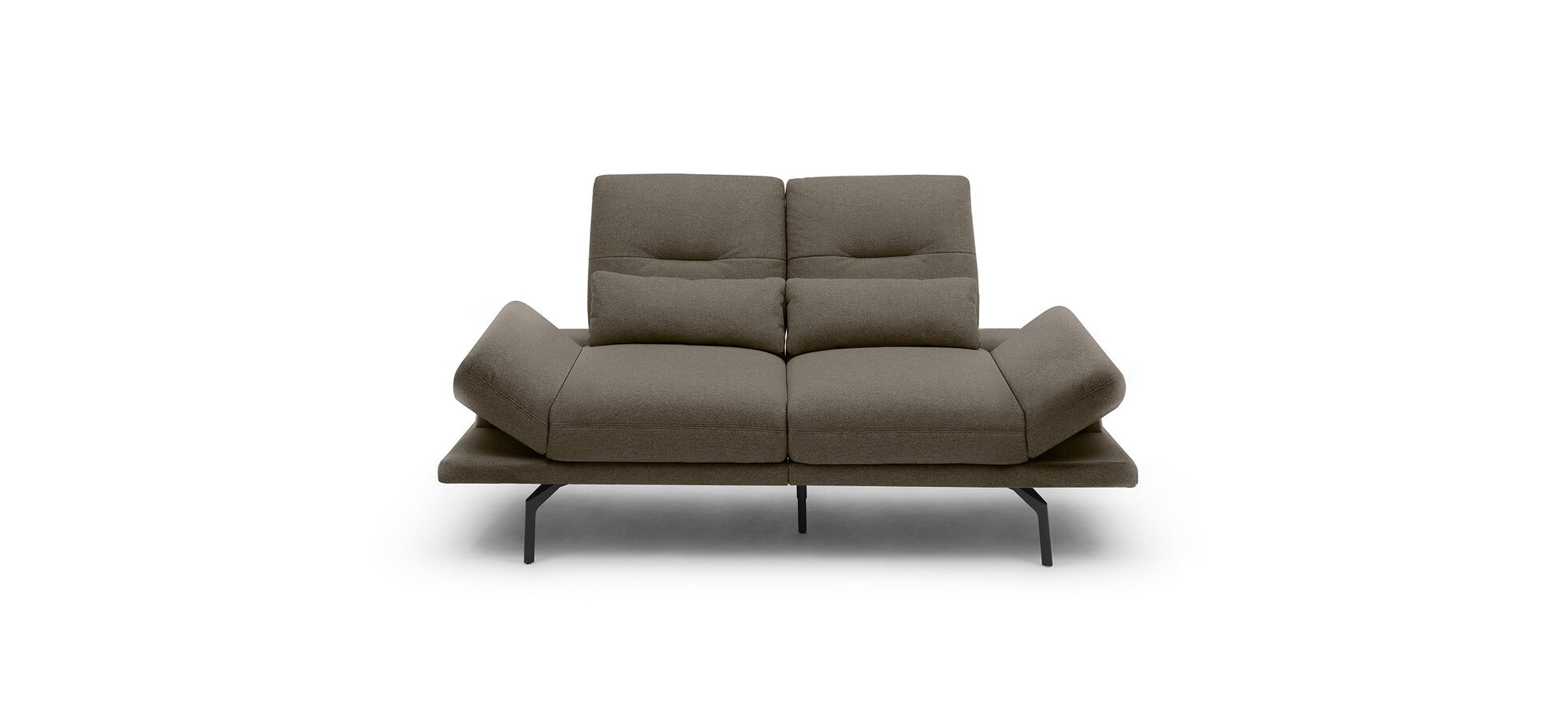 Sofa Pamelia - 2-Sitzer inkl. Rückenlehne/Armlehne verstellbar in Stoff Braun