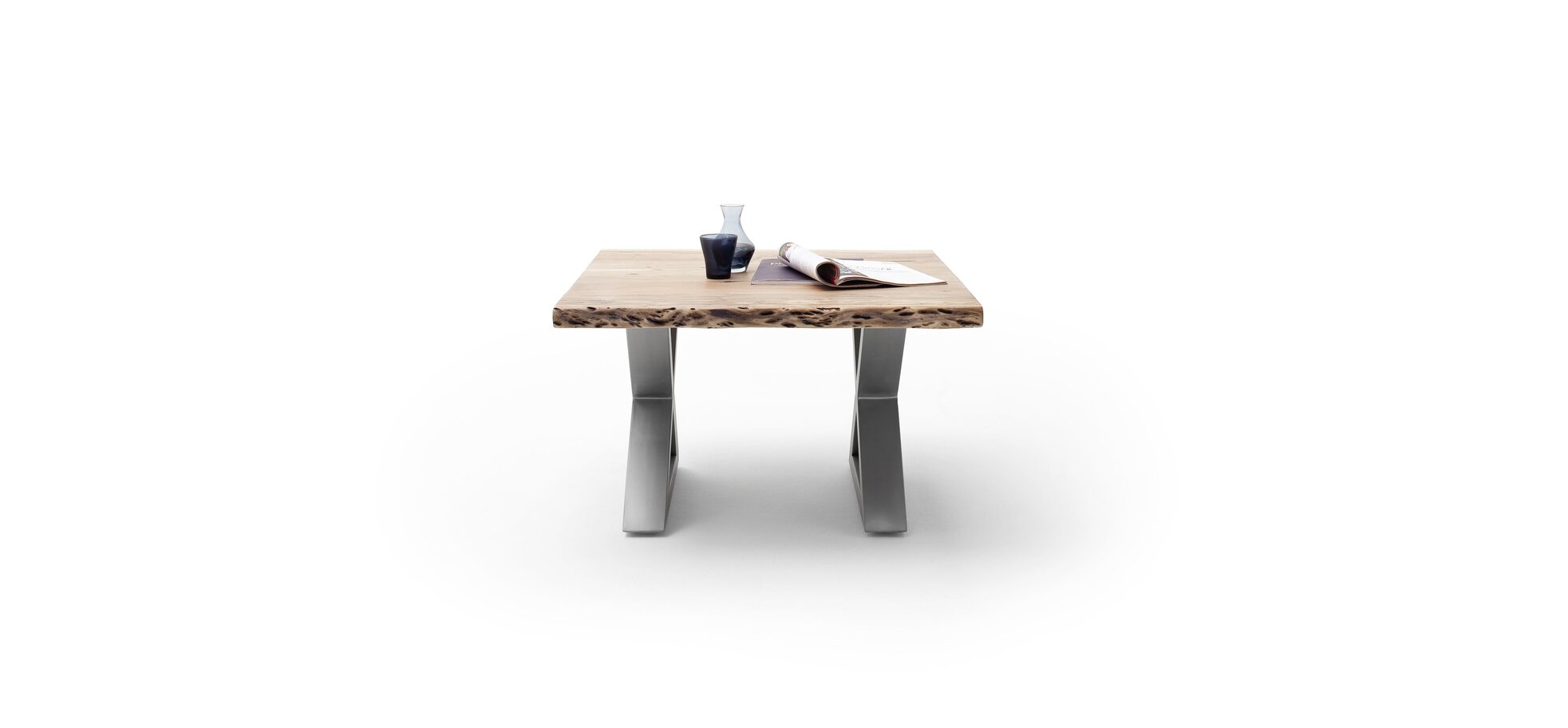 Couchtisch MAIDI braun mit X-Form Gestell – Bild 2