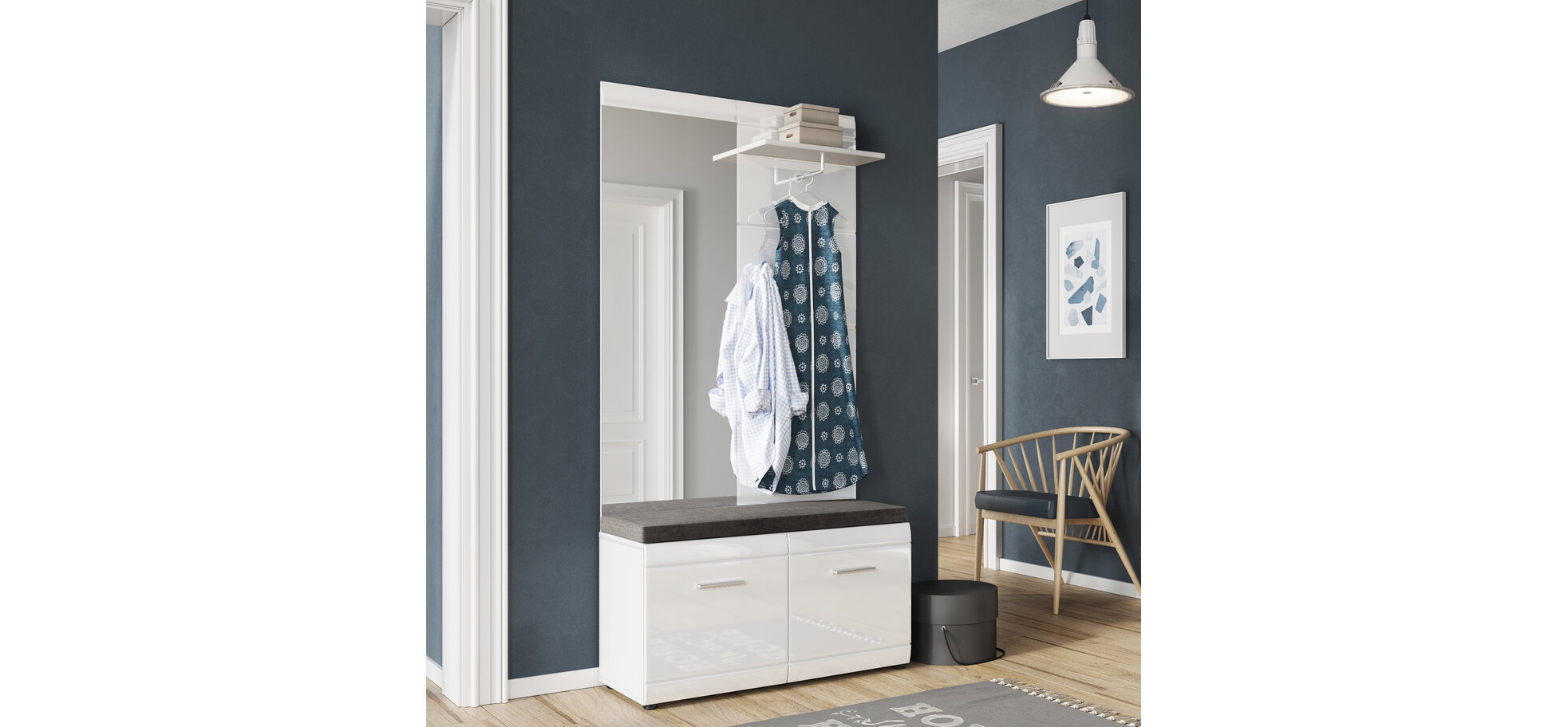 Garderobe GALDO weiß Hochglanz – Bild 2