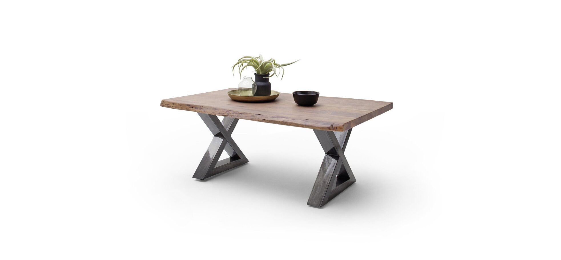 Couchtisch MAIDI braun/grau mit X-Gestell – Bild 3