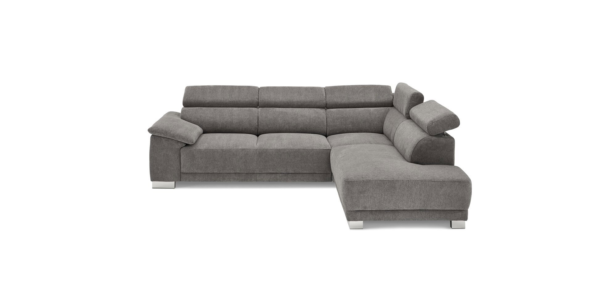 Ecksofa Cito - Sitzvorzug (motorisch), Steingrau, Flachgewebe