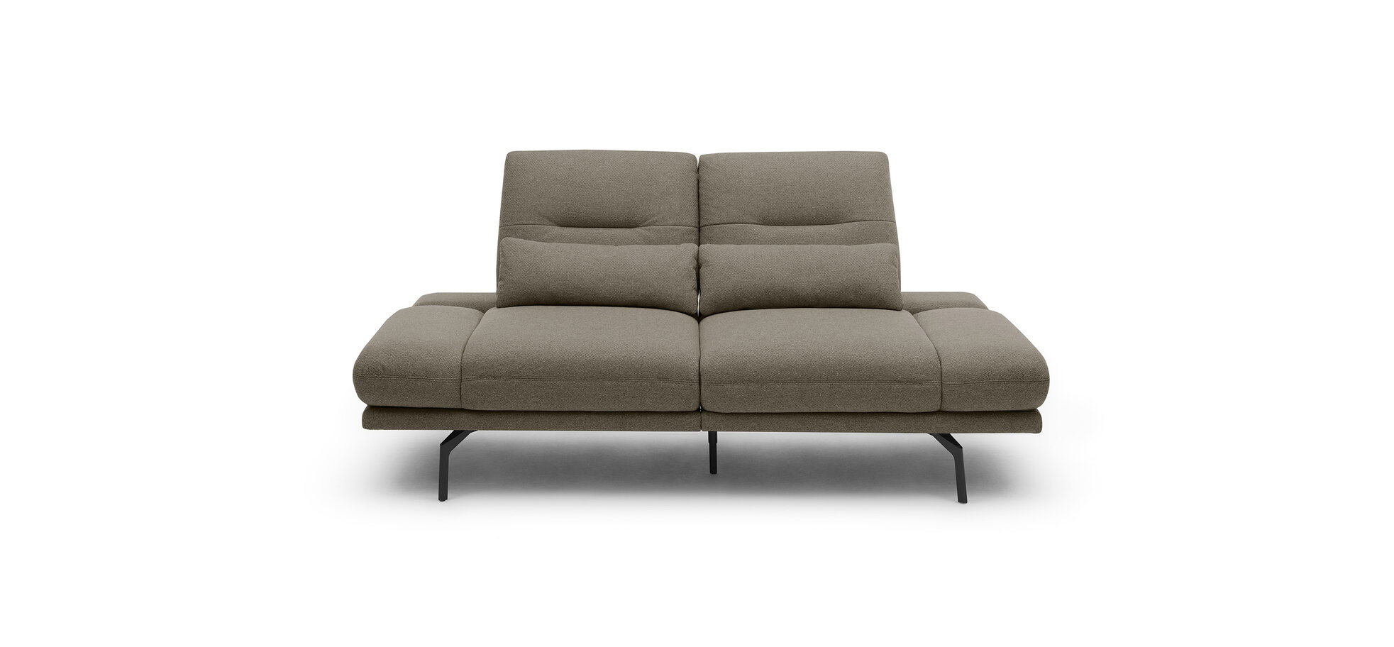 Sofa Pamelia - 3-Sitzer inkl. Rückenlehne/Armlehne/Rücken verstellbar, Drehsitz, 2 Kopfstützen in Stoff Hellbraun