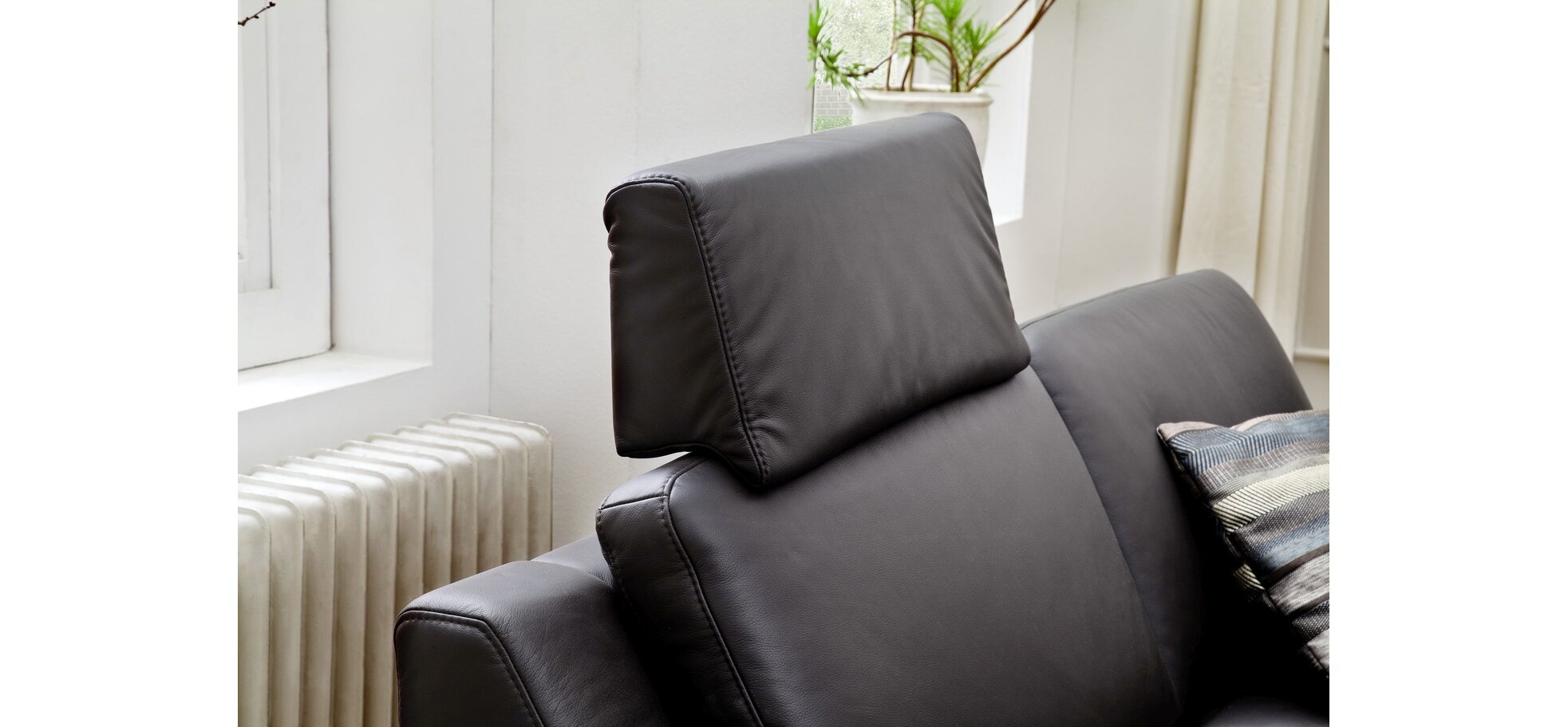 Sofa - 3-Sitzer inkl. Kopfstütze, Leder, Moor – Bild 3
