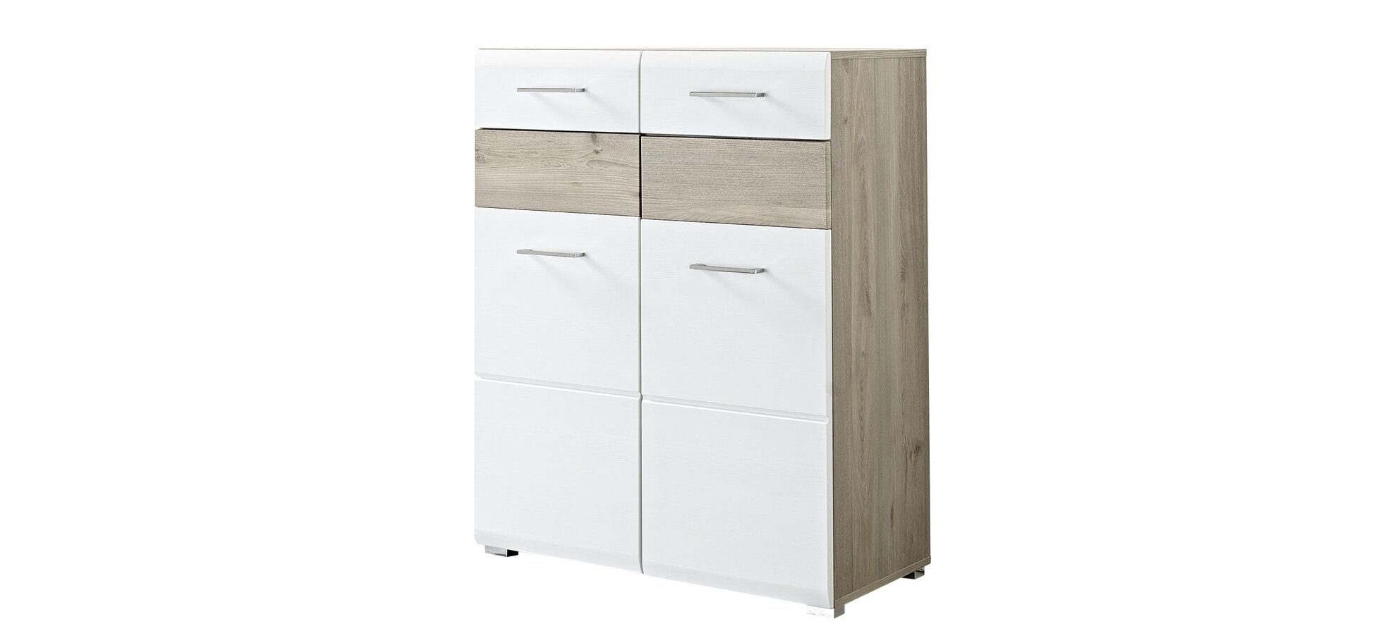 Schuhschrank - Weiß, Eiche Dekor