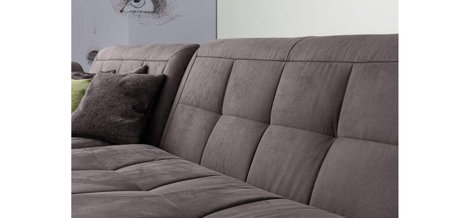 Ecksofa - Ecke links mit 2,5-Sitzer inkl. Armteil- und Rückenverstellung, Stoff, Hellbraun – Bild 5