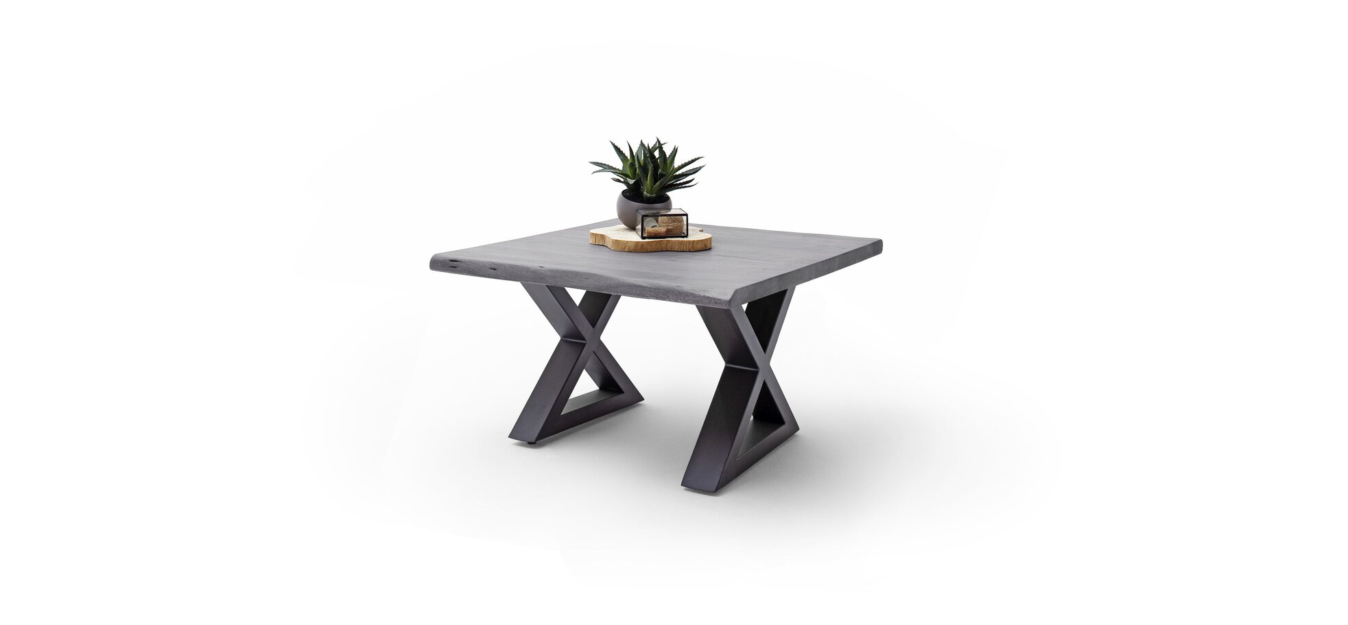 Couchtisch MAIDI grau mit X-Form Gestell – Bild 3