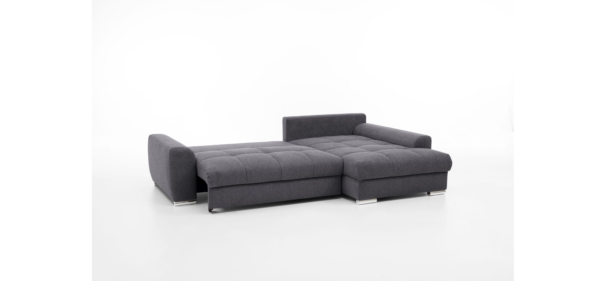 Polsterecke NANJA - 2-Sitzer mit Ecke rechts inkl. Schlaffunktion und Bettkasten in Webstoff Grau – Bild 3