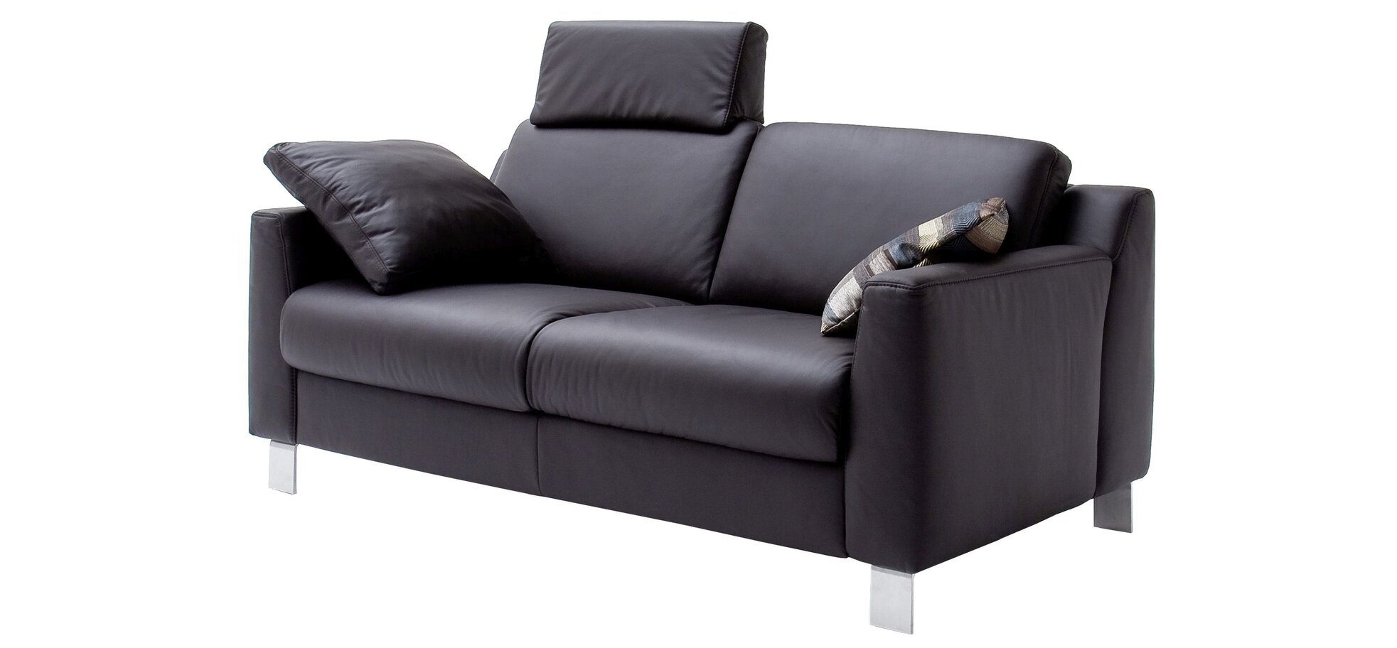 Sofa - 2,5 Sitzer, inkl. Kopfstütze, Leder, Moor