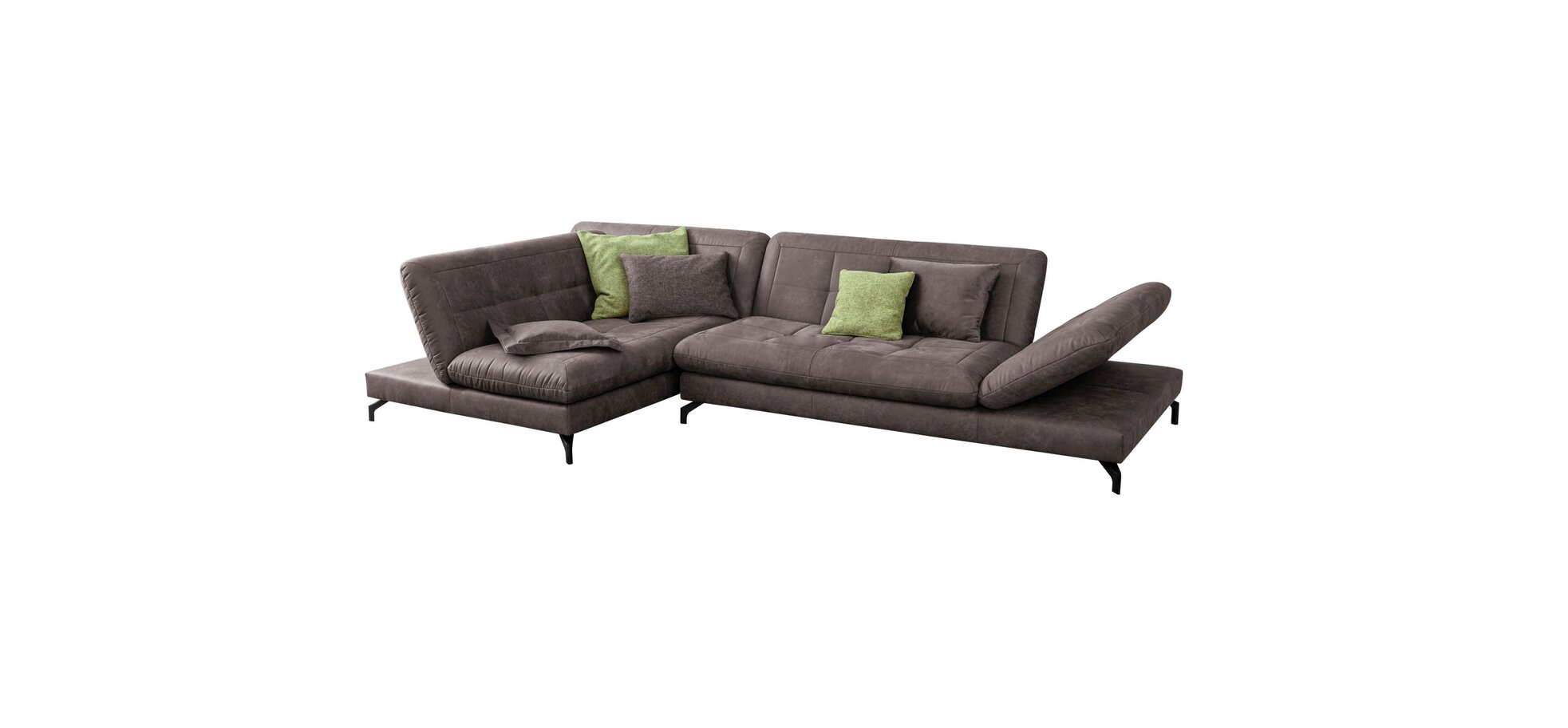 Ecksofa - Ecke links mit 2,5-Sitzer inkl. Armteil- und Rückenverstellung, Stoff, Hellbraun