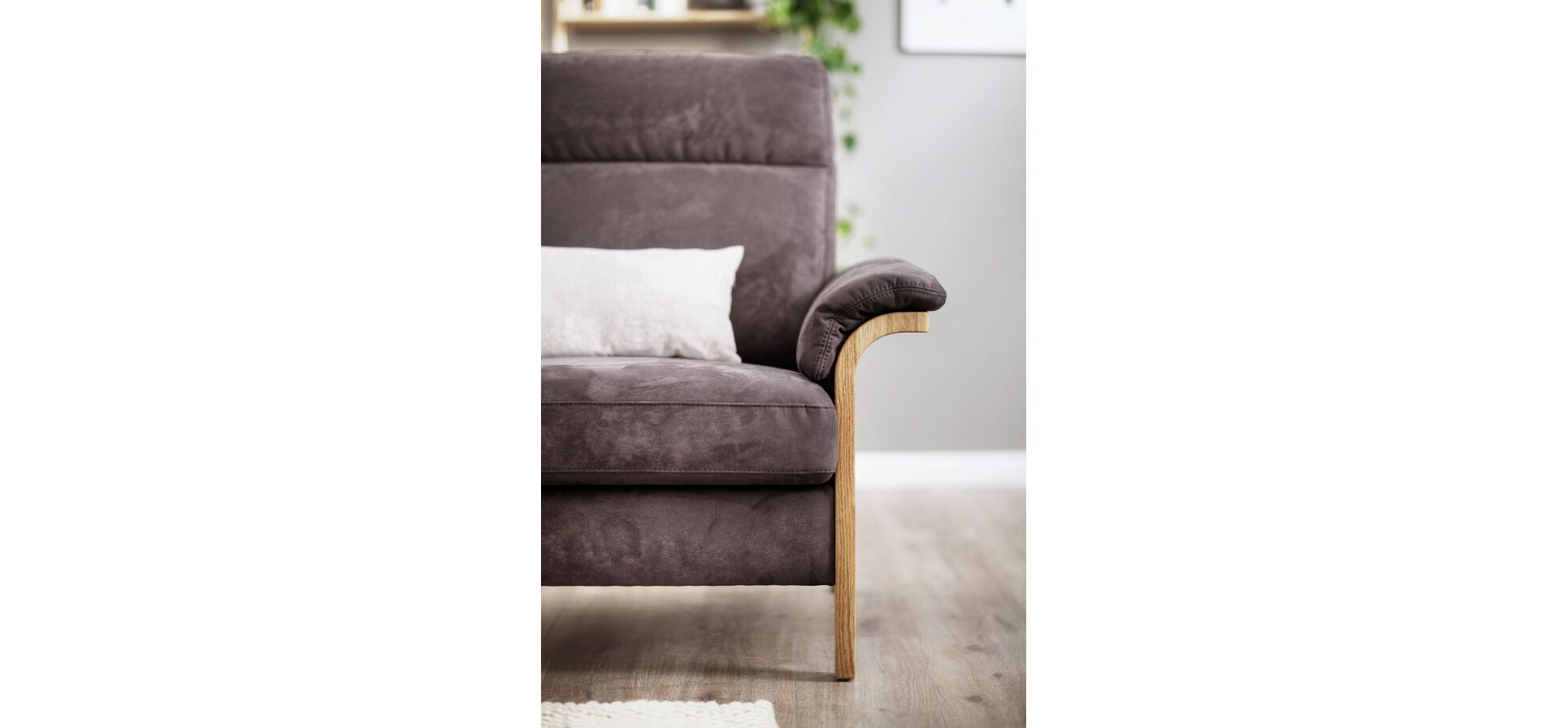 2-sitzer Sofa mit Holzarmlehne – Bild 3