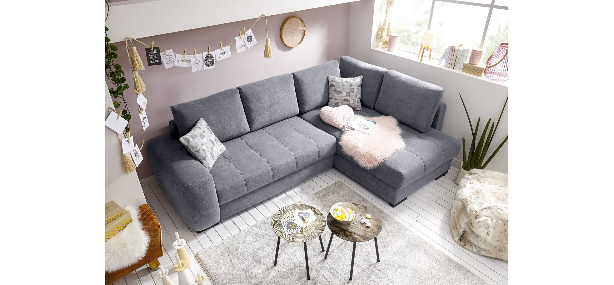 Ecksofa NABAN anthrazit mit Schlaffunktion – Bild 3