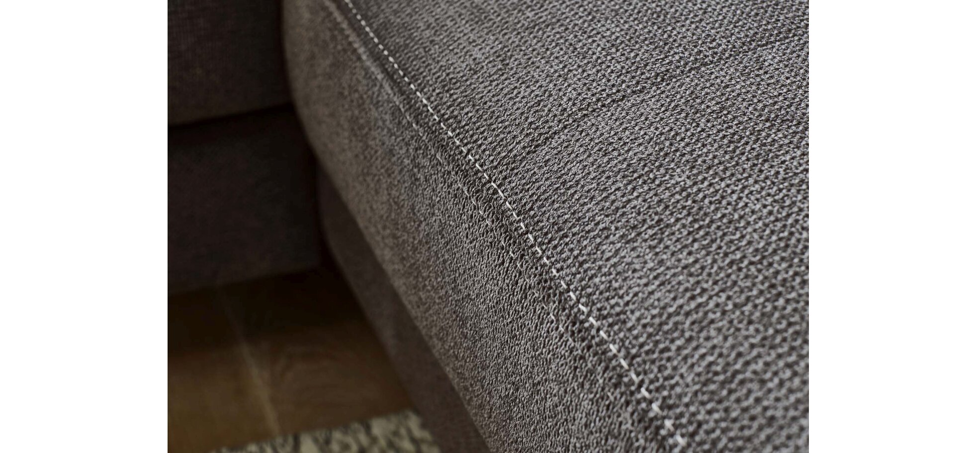 Ecksofa - 2,5-Sitzer mit Longchair rechts, Chenilleflachgewebe, Anthrazit – Bild 3