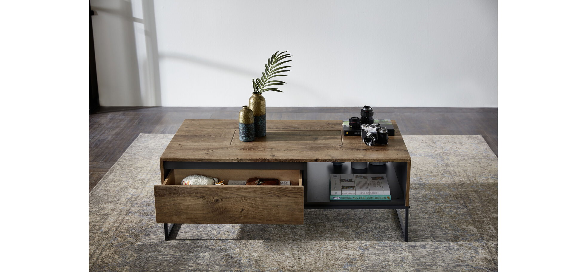 Sideboard Haveleiche Cognac Nachbildung mit Metallgestell – Bild 2