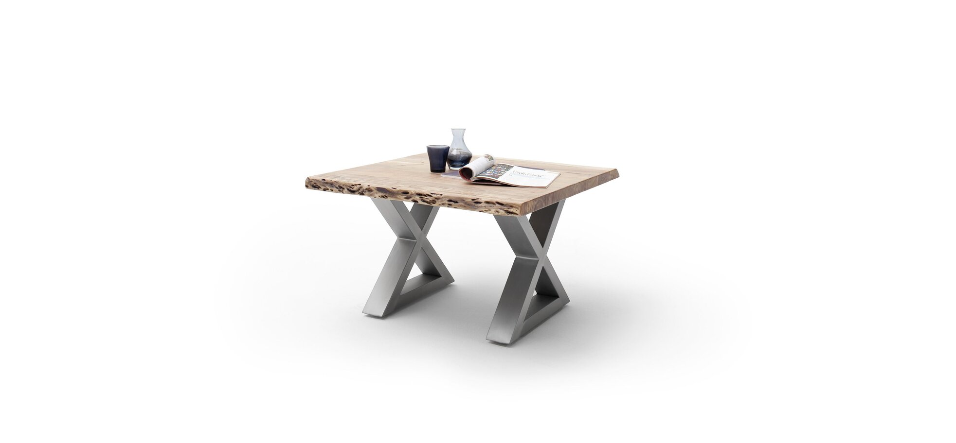 Couchtisch MAIDI braun mit X-Form Gestell – Bild 3