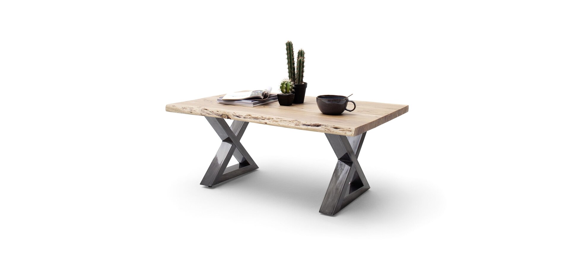 Couchtisch MAIDI braun/grau mit X-Gestell – Bild 3