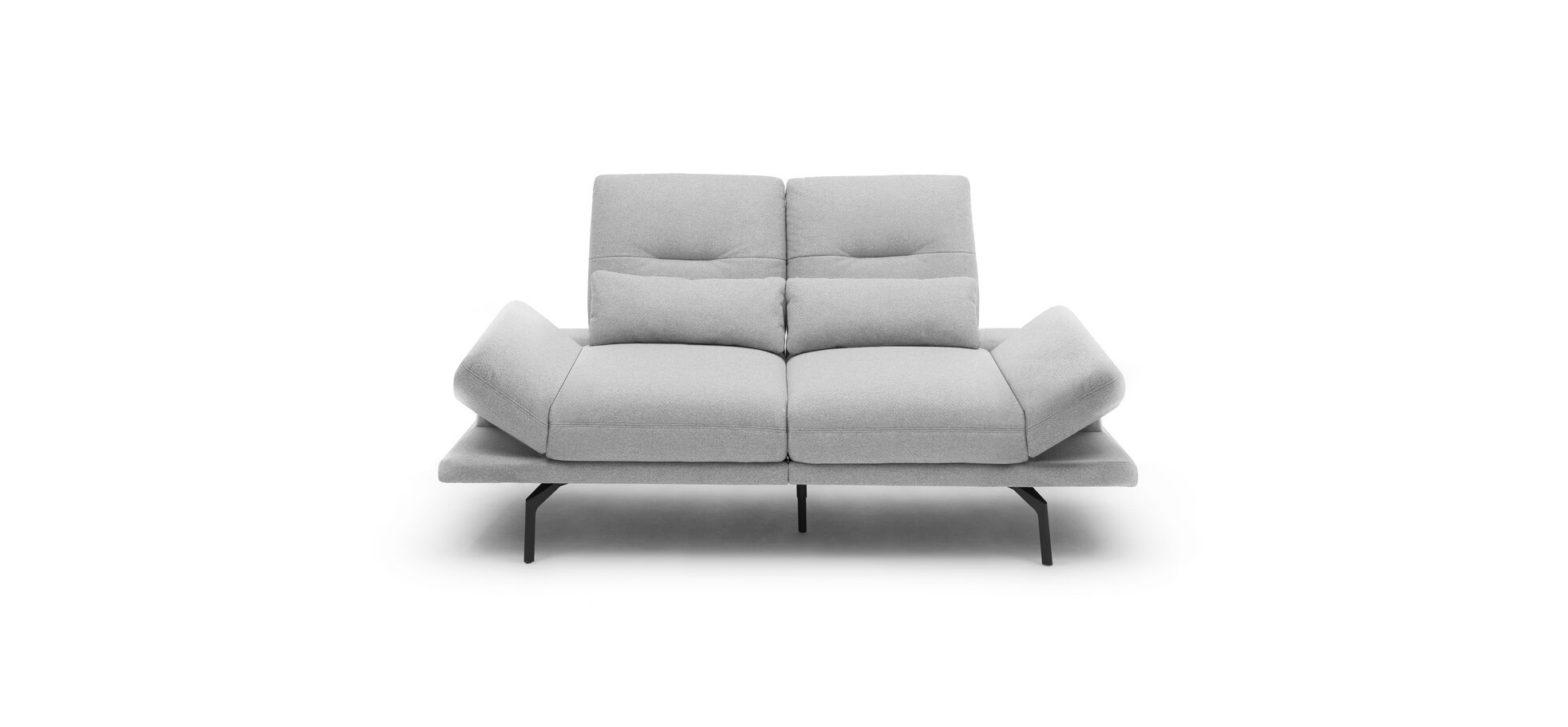 Sofa Pamelia - 2-Sitzer inkl. Rückenlehne/Armlehne verstellbar in Stoff Silbergrau