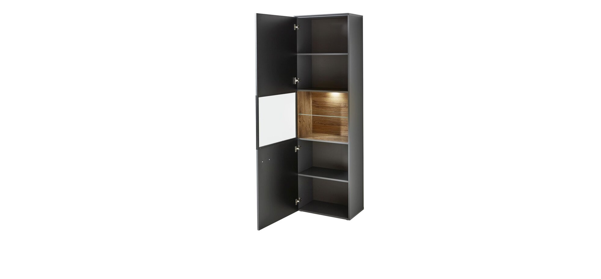 Vitrine - mit Beleuchtung, Graphit, Eiche Dekor – Bild 5