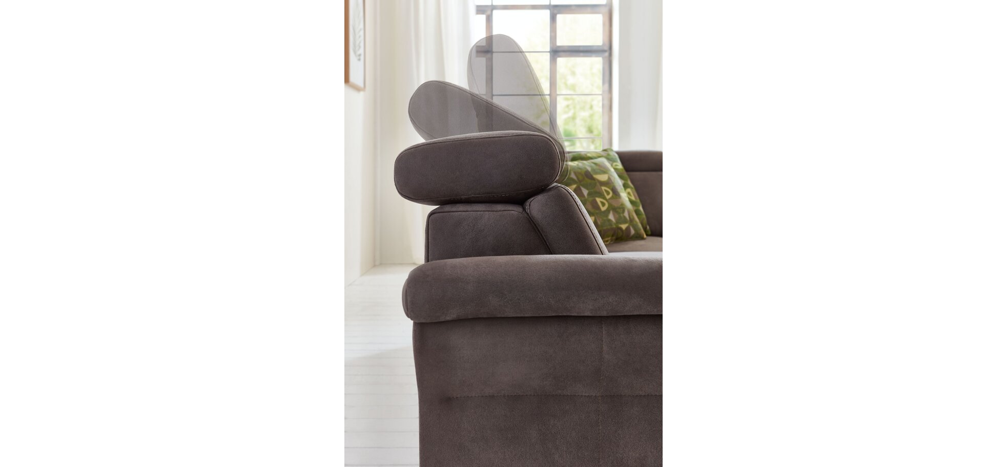 Sofa - 2,5 Sitzer mit Ottmane rechts, Stoff, Grau – Bild 3